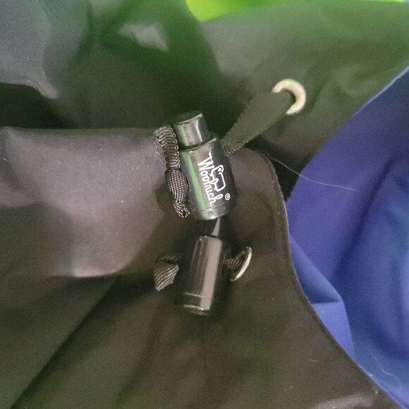 Vintage Woolrich Mens Windbreaker Jacket Green/Black Hooded Zip-Up Adjustable M - Picture 9 of 9